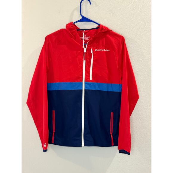 Vineyard Vines Performance Youth On The Go Packable Windbreaker Sz L Hooded - Picture 1 of 7